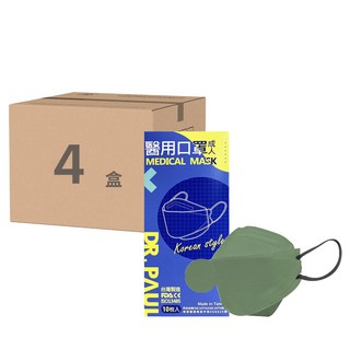 DR.PAUL 成人醫用立體4D口罩, 森林綠, 10片, 4盒