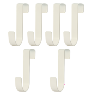 씨제이이 다용도 무타공 옷장 문걸이 스테인리스 고급형 후크 도어행거, 화이트, 6개