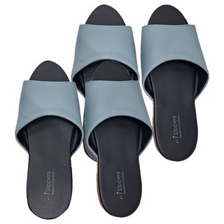 TAIWAN SLIPPER 台灣犀利趴 簡約系列 純色皮質室內拖鞋 靜音EVA鞋底 抗滑處理, L, 湖藍色, 2雙