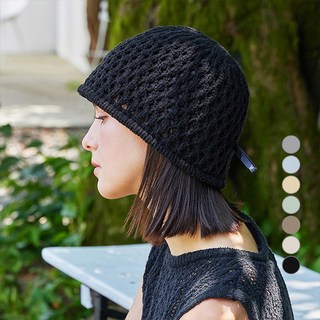 바잘 롱라벨 펀칭 니트 버킷햇