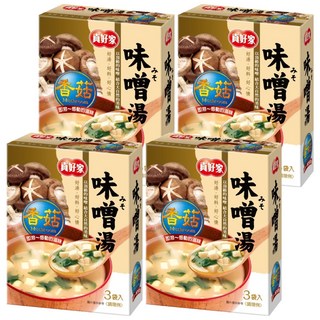 真好家香菇味噌湯 33g 4入-日式風味湯品 嚴選香菇 湯頭濃郁 方便即食, 4盒