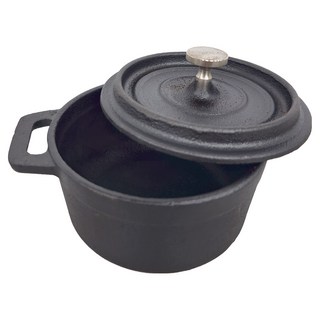 MAGIC 美極客 迷你鑄鐵雙耳湯鍋 鍋內深4.7公分 鍋底外直徑9公分, 10cm, 黑色, 1個