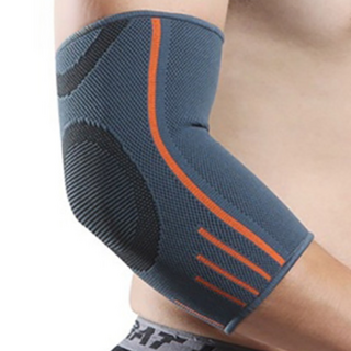 XA 專業運動針織護肘 四面彈力梯度加壓, L, 藍色 + 橘色 + 黑色, 1雙