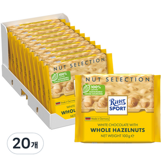 Ritter Sport 榛果白巧克力, 100g, 20包