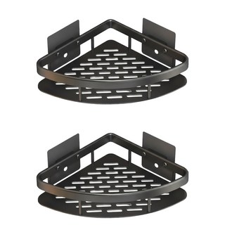 浴室置物架 加厚款三角架 無痕貼, 經典黑, 2個