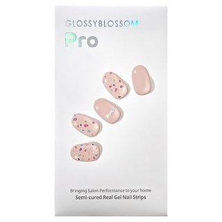 GLOSSYBLOSSOM 凝膠美甲貼片 半固化真指甲貼, 透明亮片款, 1組
