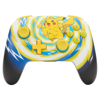 PowerA 無線遊戲手把 增強款, WLC001, 皮卡丘旋風 黃色 + 藍色, 1個
