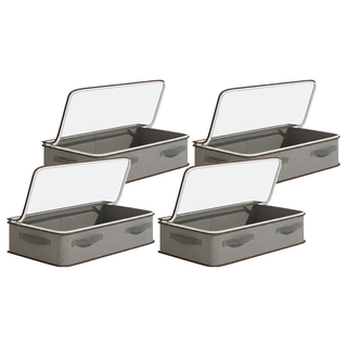 小麥購物 可折疊布藝床底收納箱 L431, 4個, 灰色