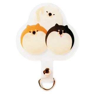 ekax 果凍造型手機掛繩夾片 TPU材質 尺寸7x6.5±1cm, 柴犬糰子 米色, 1個