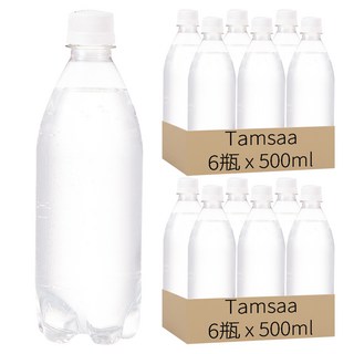 Tamsaa Aqua系列 無標籤原味氣泡水, 500ml 6瓶裝, 12瓶
