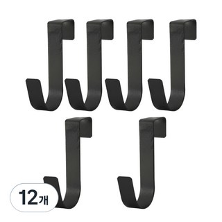 CJEE 多用途免鑽孔衣櫃門掛 不鏽鋼高級款掛鉤 門後掛架, 黑色, 12個