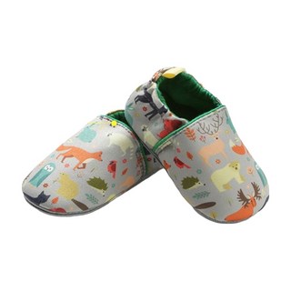 兒童款手工防滑嬰兒學步鞋 尺寸: 16cm, 繽紛動物 灰色
