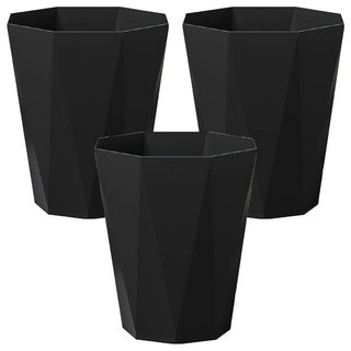 小麥購物 鑽石面垃圾桶 3個, 大(29.5 x 15.4 x 21.3cm), 時尚黑, 3個