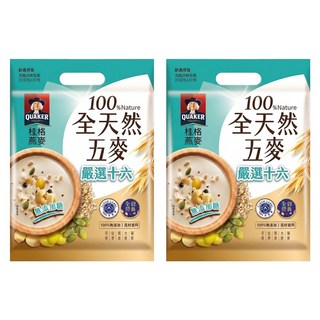 QUAKER 桂格 全天然五麥 嚴選十六 無添加糖 10包, 220g, 2袋