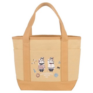 kUSUgURU JAPAN 日本眼鏡貓 Pochanyako軍團系列 海軍風格手提收納包, 黃色