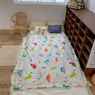 bebehome 柔軟親膚顆粒安撫毯 親子荳荳被 四季款, 恐龍家族 白色