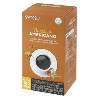 gomgom 美式即溶咖啡 榛果口味, 1g, 100入, 1盒