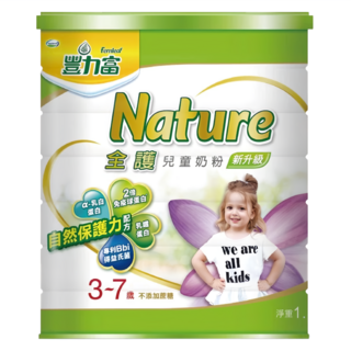 豐力富 Nature 全護兒童奶粉 4號 添加2倍乳鐵蛋白 Bbi得益氏菌 維生素A、C、E 海藻萃取植物性DHA, 1.5kg, 1罐