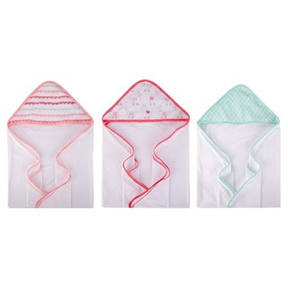 HUDSON BABY 新生兒浴包巾 三件, 粉羊駝, 1組