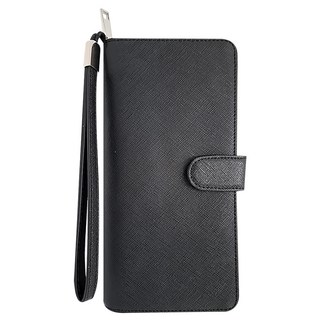 6COIN 真皮十字紋牛皮24卡位長夾 LH913 黑色 大容量收納, 1個