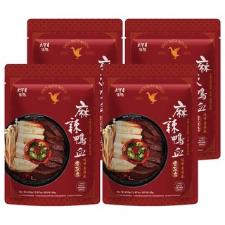 大甲佳旭 麻辣鴨血豆腐, 中藥材熬製, 100%純鴨血, Q彈滑順, 非基改板豆腐, 飽滿多汁, 450g, 4包