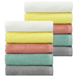 TowelToktok 100%韓國產 All-Time飯店毛巾 140g 棉質30支, 白色+黃色+桃紅色+薄荷綠+灰色, 10條