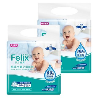 菲力家族 菲力寶寶 純水嬰兒濕巾, 80張, 6包