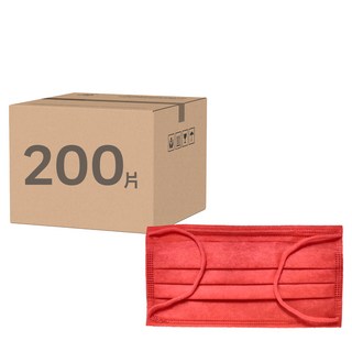 fuder 福德好罩 成人平面醫療口罩 17.5 x 9.5cm, 熱情紅, 50片, 4盒