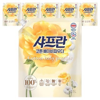샤프란 섬유유연제 코튼 베이비파우더 리필, 2.1L, 6개