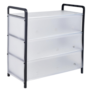 居家達人 簡易DIY四層收納防塵鞋架 一般款, 透明色 + 黑色, 1個