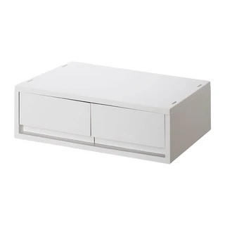 SHIMOYAMA PP 雙格抽屜式收納盒 37.2 x 26 x 12cm, 灰白色, 1個