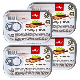 BANGA 油漬煙燻沙丁魚, 100g, 4罐
