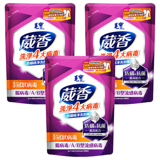 毛寶 葳香抗菌洗衣精 防蟎極淨補充包 國際調香師 無添加螢光劑, 2kg, 3包