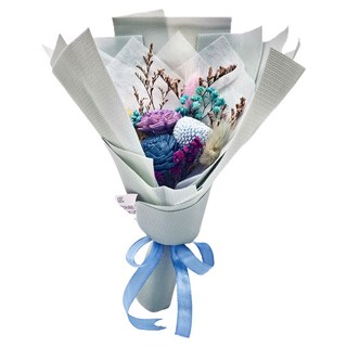 A-ONE 藍紫索拉玫瑰花 藍色大球花繡球花永生乾燥花束 T款, AE-FBQ20, 1個