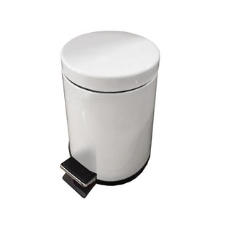 AOTTO 創意傢俱 不銹鋼圓形踩踏垃圾桶 20L 家用/酒店/辦公室/餐廳適用 銀色/黑色可選, 29 x 45cm, 白色