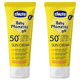 Chicco 嬰兒輕潤防曬乳霜 SPF50+ 75ml 適用於0歲以上新生兒及敏感肌 隔離UVA/UVB/紅外線, 2條