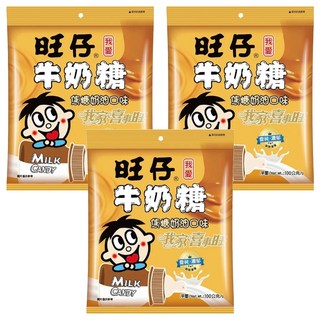 旺旺 旺仔牛奶糖 焦糖奶油口味, 3包, 100g