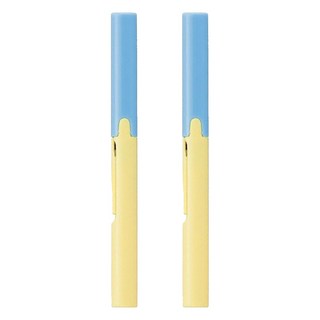 PLUS 普樂士 Twiggy 攜帶式筆型剪刀 細長握柄 單手鎖定/解除安全鎖, 黃色 + 藍色, 2支