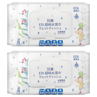 兒樂 EDI. 超純水濕紙巾 掀蓋包 80張, 1入, 2包