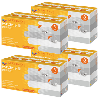MEDIHAND 美恆 PVC透明手套 加厚6克 S, 100個, 4盒