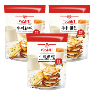 中祥 巧心蘇打 牛軋餅乾, 經典鹹香蔥餅, 酥脆香濃雙重口感, 145g, 3袋