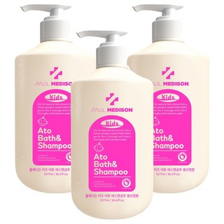 PAUL MEDISON 孩童用Ato弱酸性洗髮沐浴露 泡泡糖香, 1.077L, 3瓶