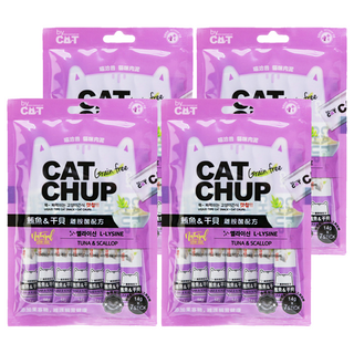 by CAT 喵洽普 CAT CHUP 貓咪肉泥 3個月以上, 鮪魚+干貝, 98g, 4袋