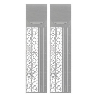 日本 MIDORI 書籤圖形尺, 銀灰色, 2個