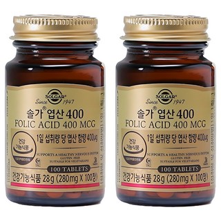 솔가 엽산 400, 100정, 27.56g, 2개