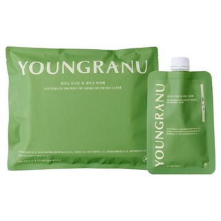 Youngranu 塑身蛋白奶昔 艾草拿鐵 7入, 1個, 315g