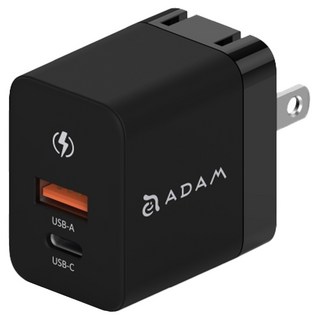 ADAM elements 亞果元素 GaN 35W雙孔迷你快速電源供應器 USB-C/USB-A, 黑色, 1個