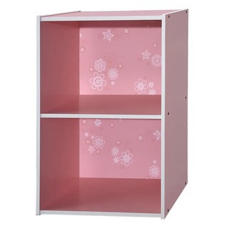 EASYHOME 花系列 兩層開放式收納櫃, 粉色, 42 x 28.5 x 60cm