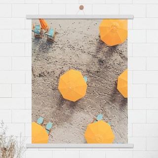 室內裝飾現代風黃色雨傘海報 + 掛軸組, 白色木