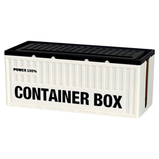 Livingway 貨櫃造型延長線電線收納盒, 奶油黑, 1個